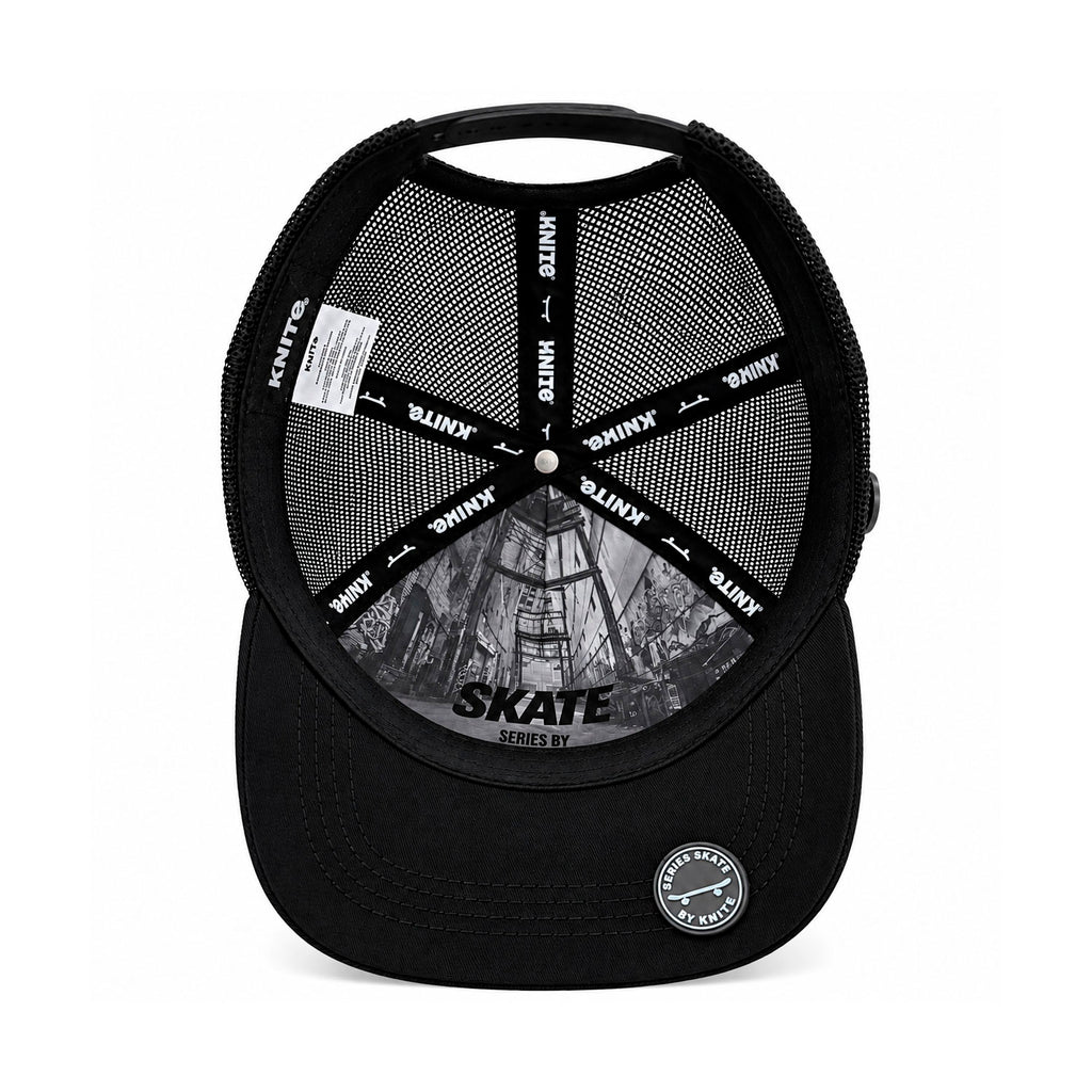 Gorra Knite Skate Negra Hombre Snapback Parche Impreso