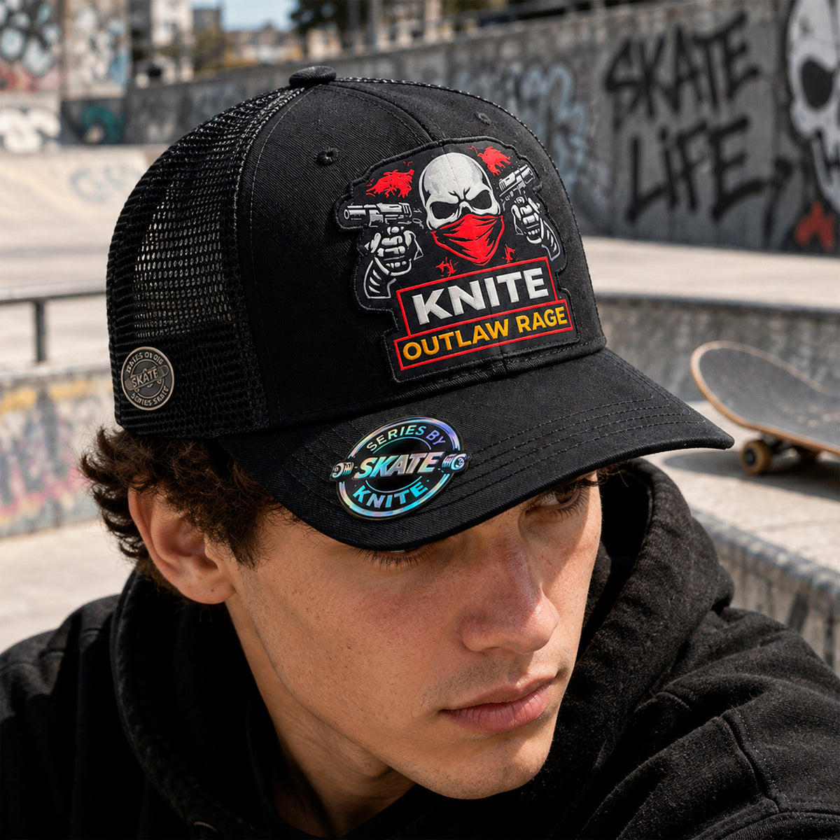 Gorra knite skate para Hombre Outlaw Rage Negra Impreso
