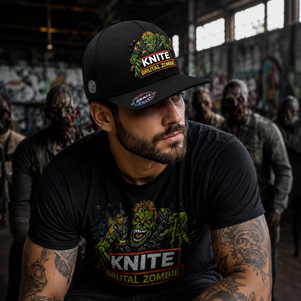 Gorra Bordada Negra Para Hombre KNITE Zombie Breakout