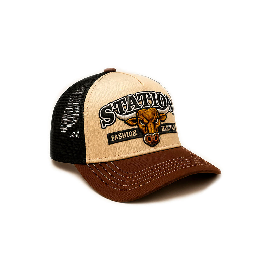 Gorra camionera Station Bull Knite malla visera curva-Unitalla