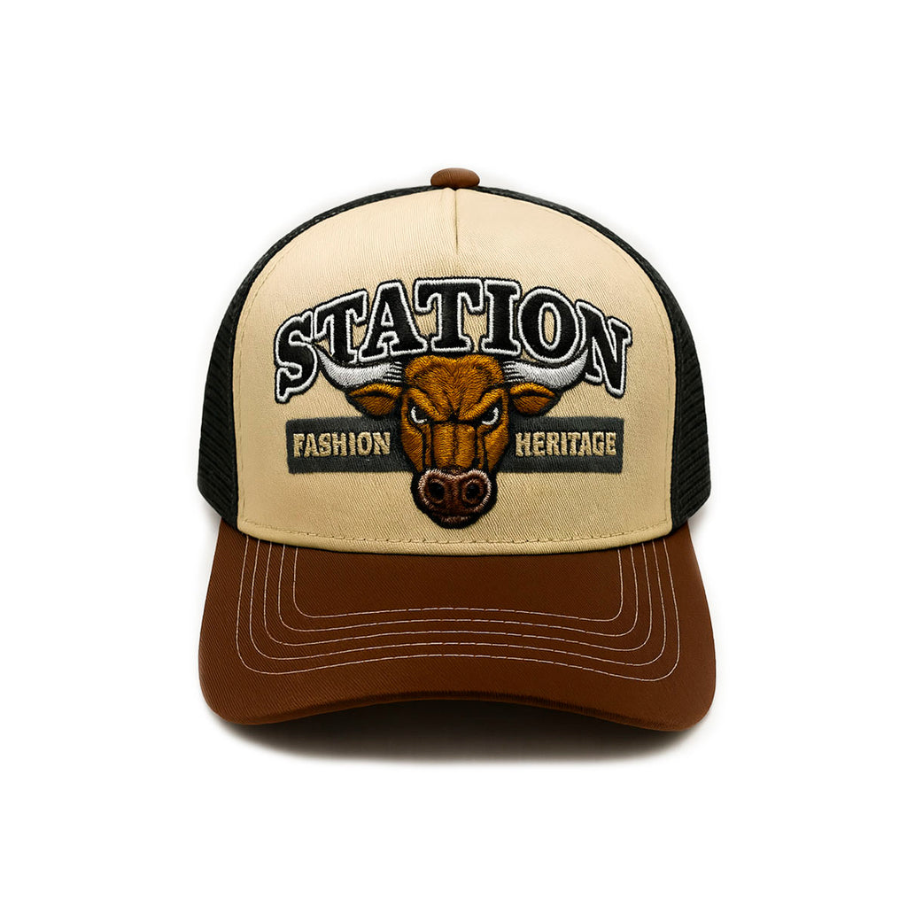 Gorra camionera Station Bull Knite malla visera curva-Unitalla