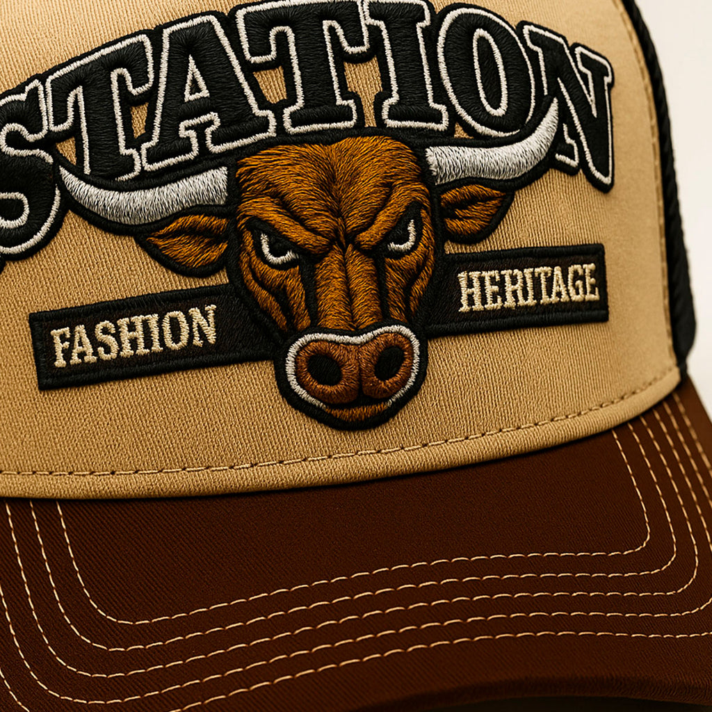 Gorra camionera Station Bull Knite malla visera curva-Unitalla
