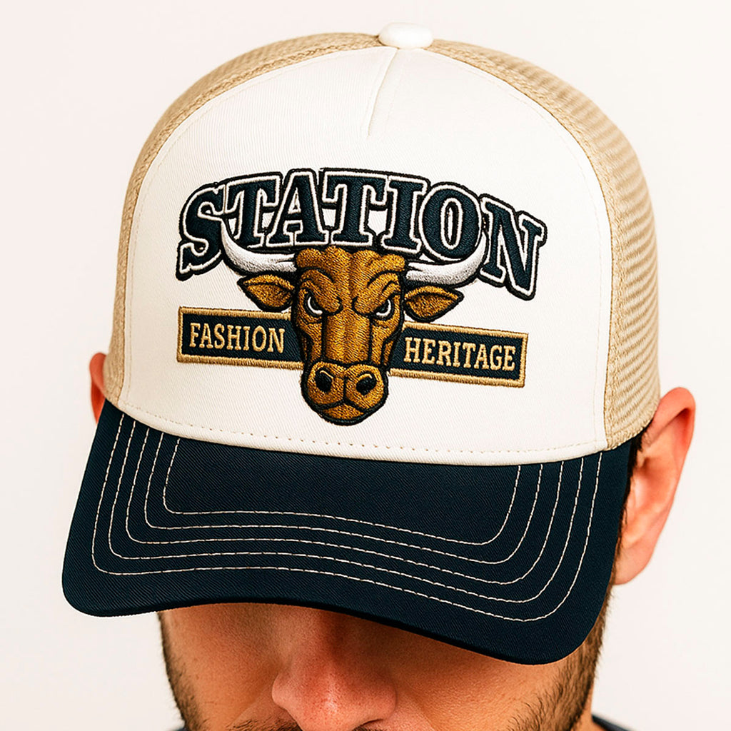 Gorra camionera Station Bull Knite malla visera curva-Unitalla