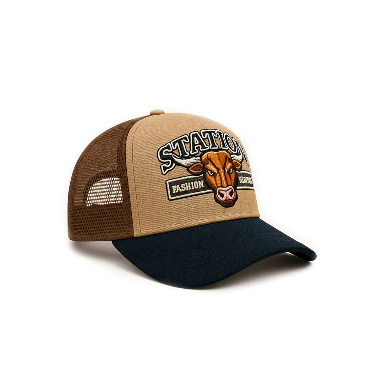 Gorra camionera Station Bull Knite malla visera curva-Unitalla