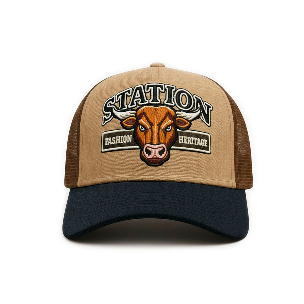 Gorra camionera Station Bull Knite malla visera curva-Unitalla