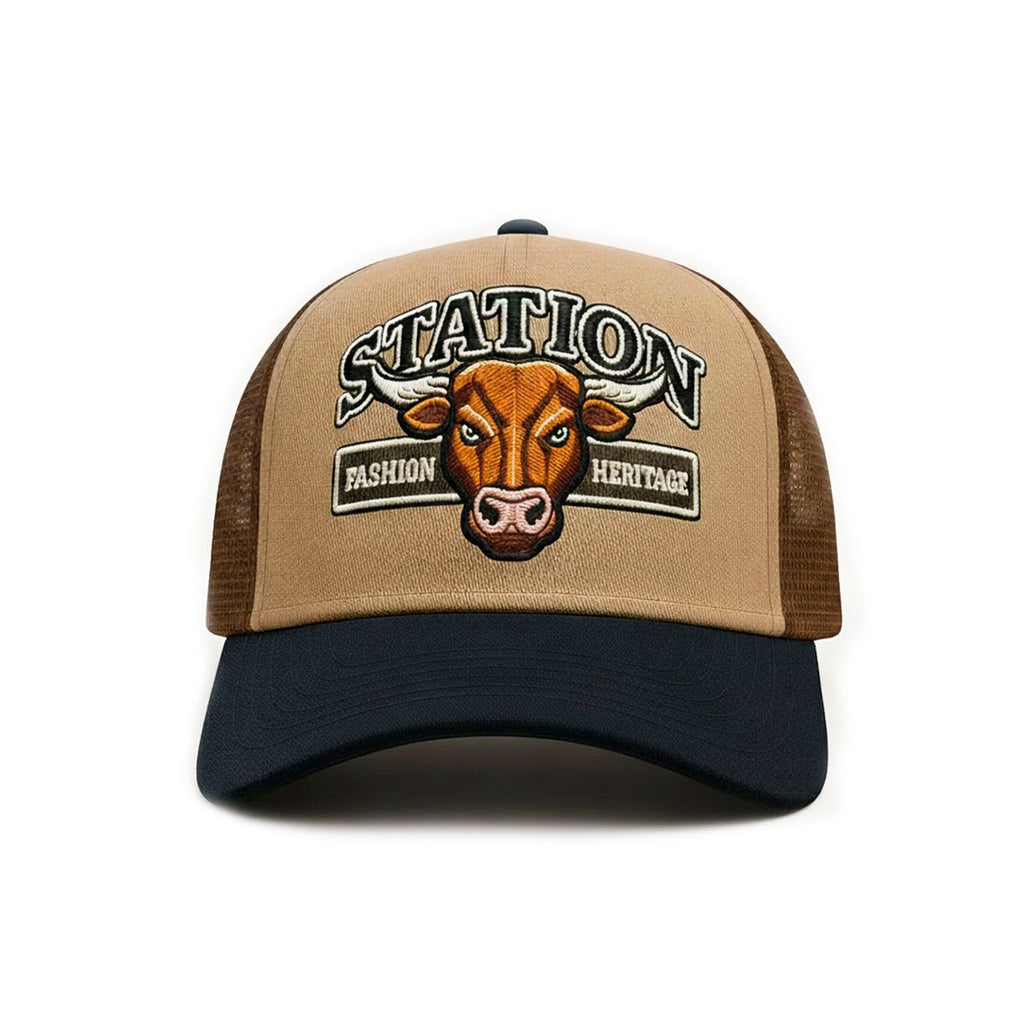 Gorra camionera Station Bull Knite malla visera curva-Unitalla