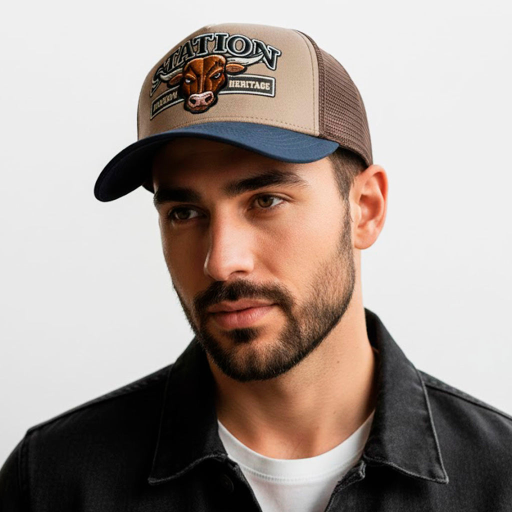 Gorra camionera Station Bull Knite malla visera curva-Unitalla