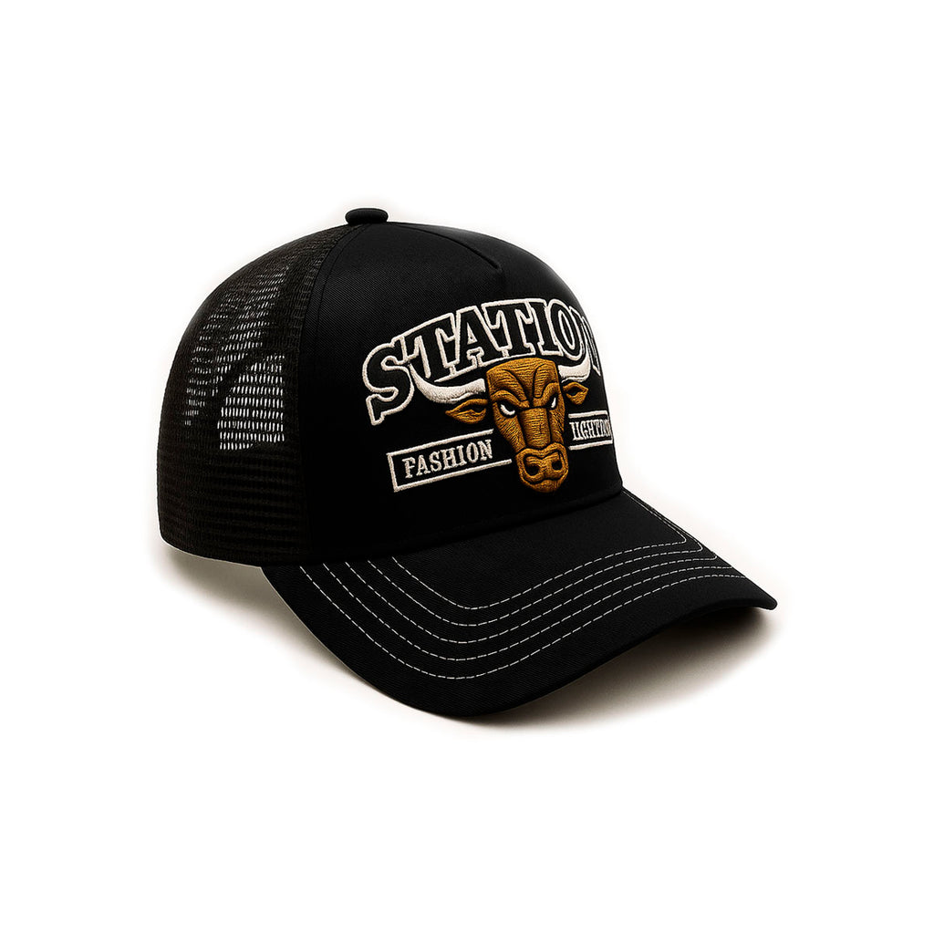 Gorra camionera Station Bull Knite malla visera curva-Unitalla