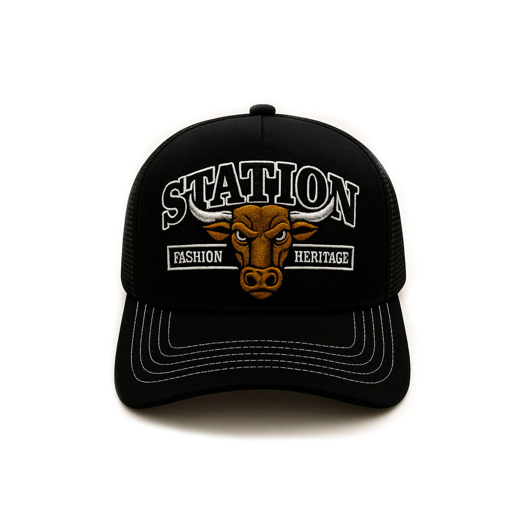 Gorra camionera Station Bull Knite malla visera curva-Unitalla