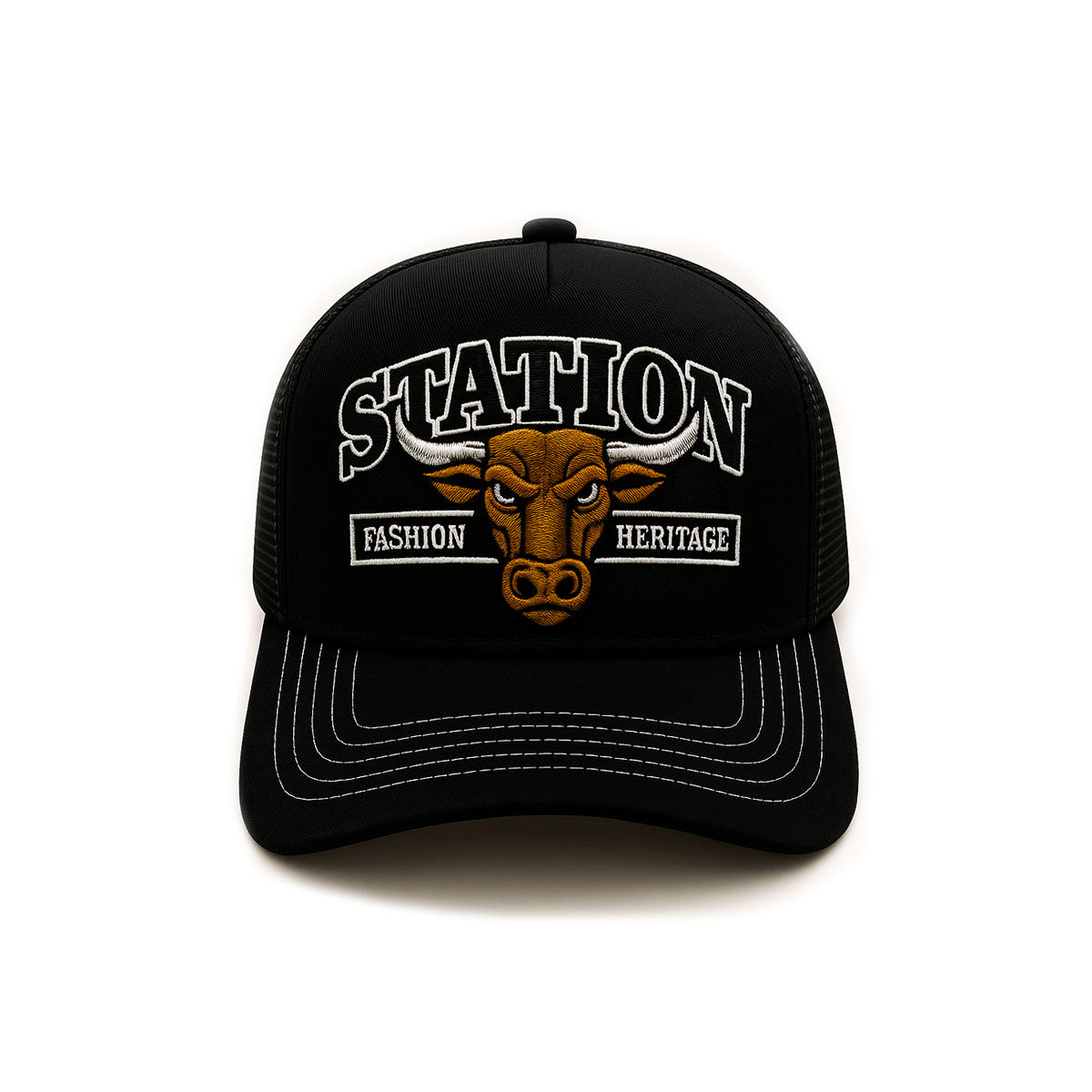 Gorra camionera Station Bull Knite malla visera curva-Unitalla