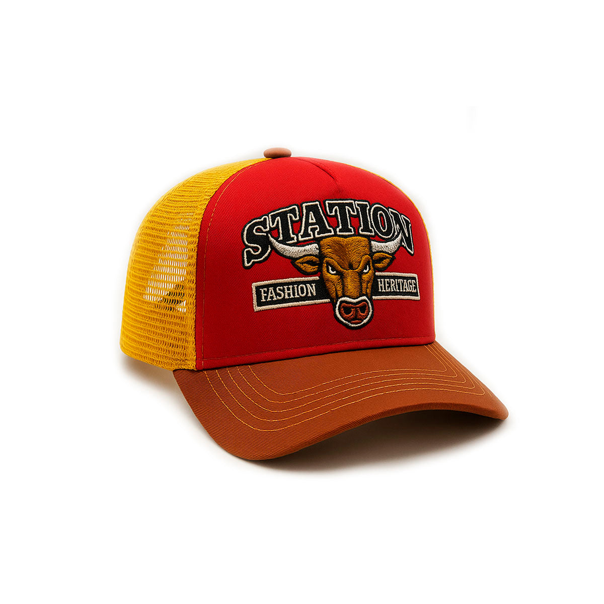 Gorra camionera Station Bull Knite malla visera curva-Unitalla