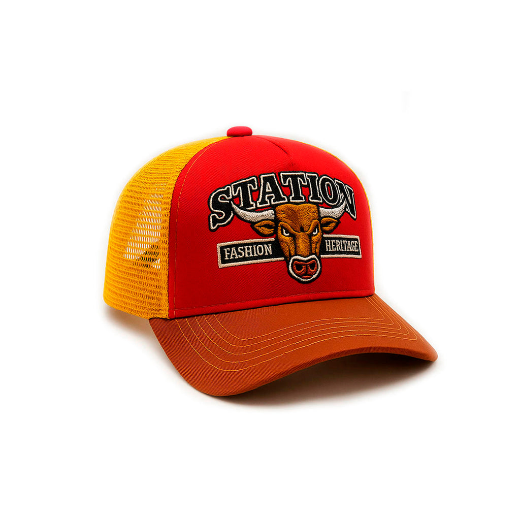 Gorra camionera Station Bull Knite malla visera curva-Unitalla