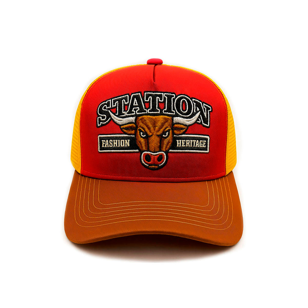 Gorra camionera Station Bull Knite malla visera curva-Unitalla