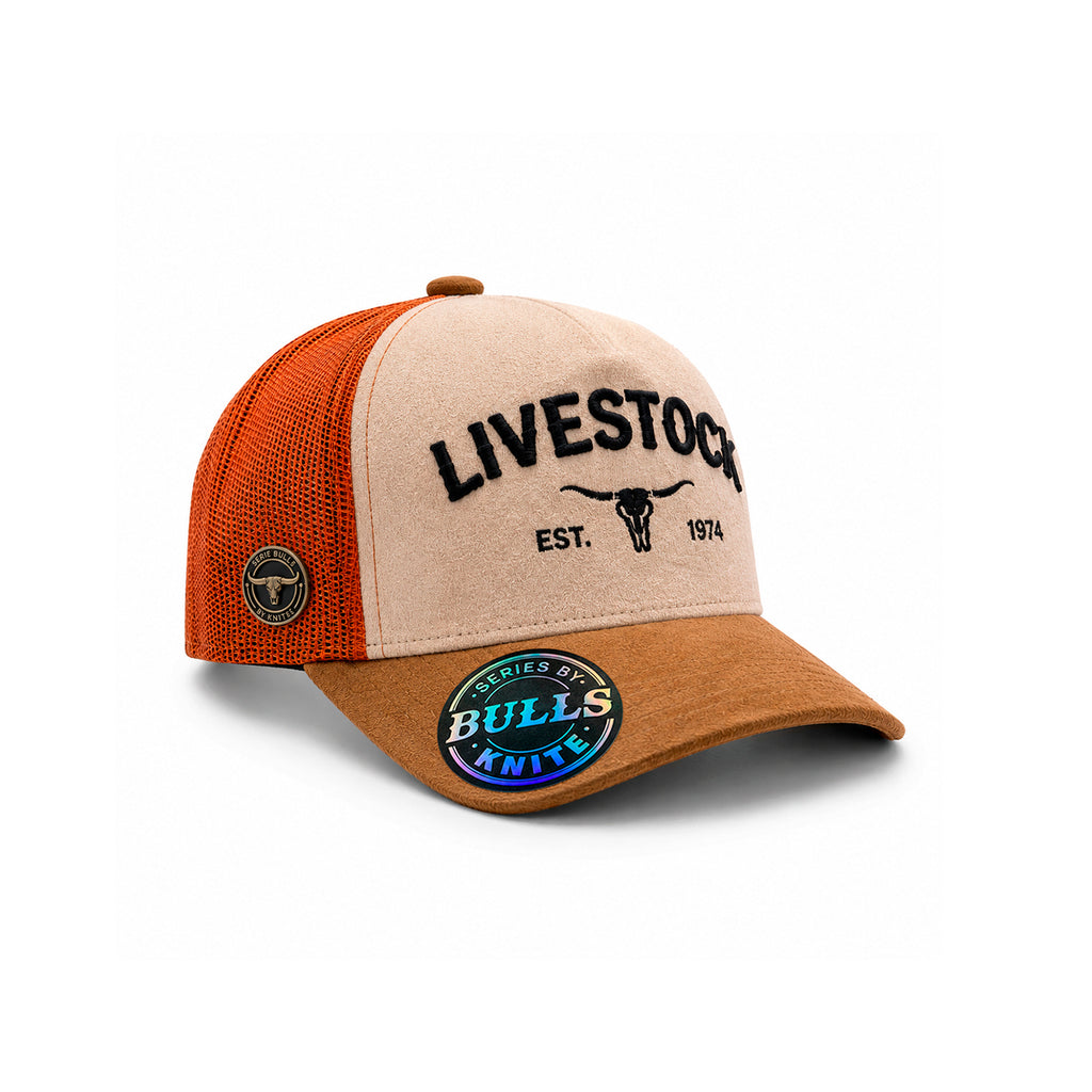 Gorra Knite Trucker Bulls Steel Ranch Cráneo beige gamuza