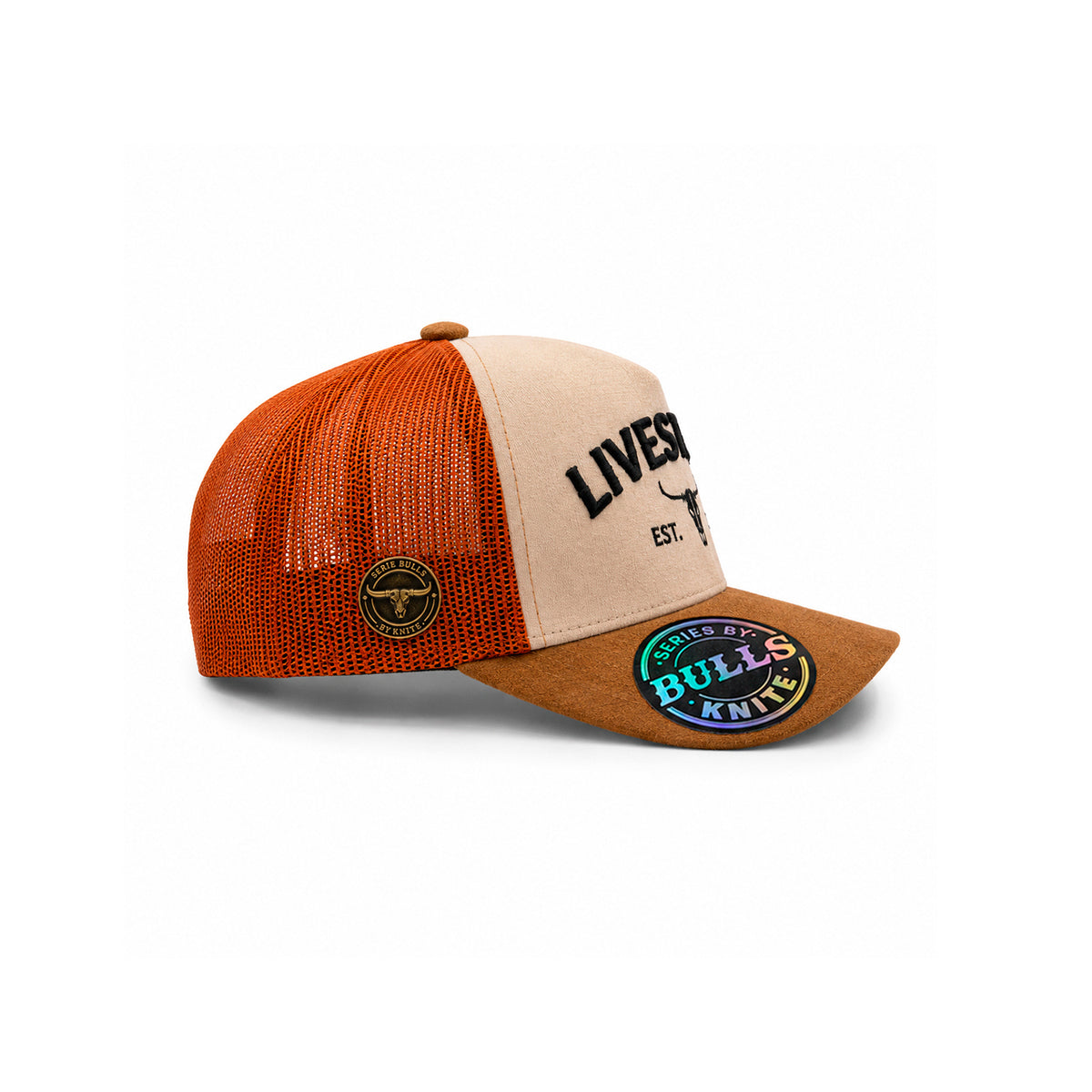 Gorra Knite Trucker Bulls Steel Ranch Cráneo beige gamuza