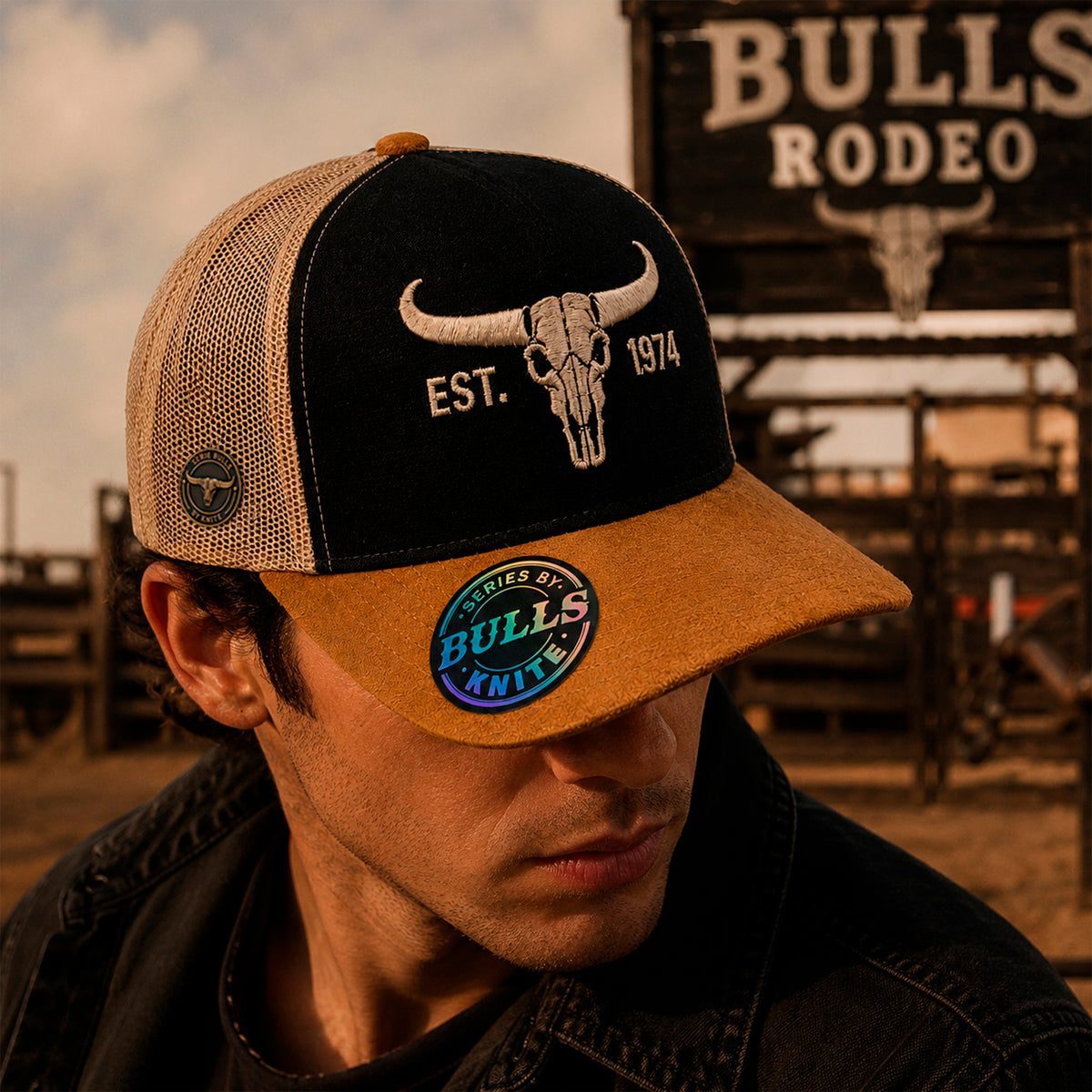 Gorra Knite Hombre Bulls Trucker Western Spirit gamuza
