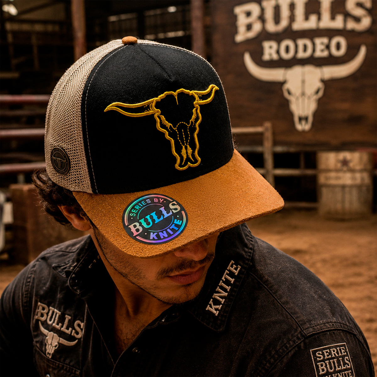 Gorra Knite hombre Bulls Trucker Vaquero Land gamuza
