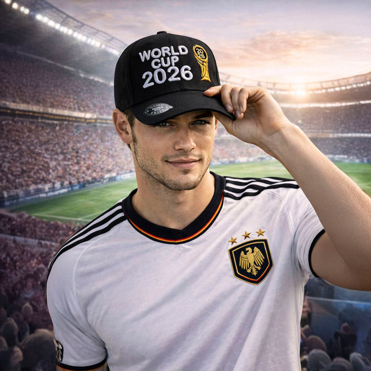 Gorra Fútbol Ajustable Alemania Negra Copa 2026 Fan Sport