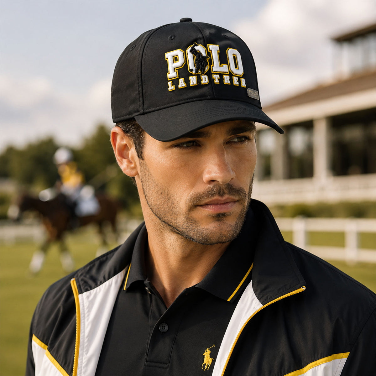 Gorra Polo Caballero College Edition Bordada Beisbolera negro