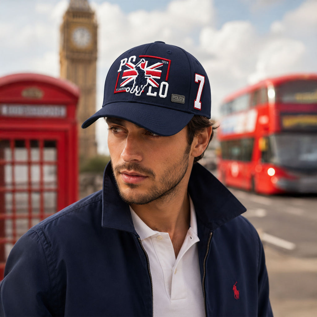 Gorra Polo Caballero England Flag Bordada Beisbolera azul