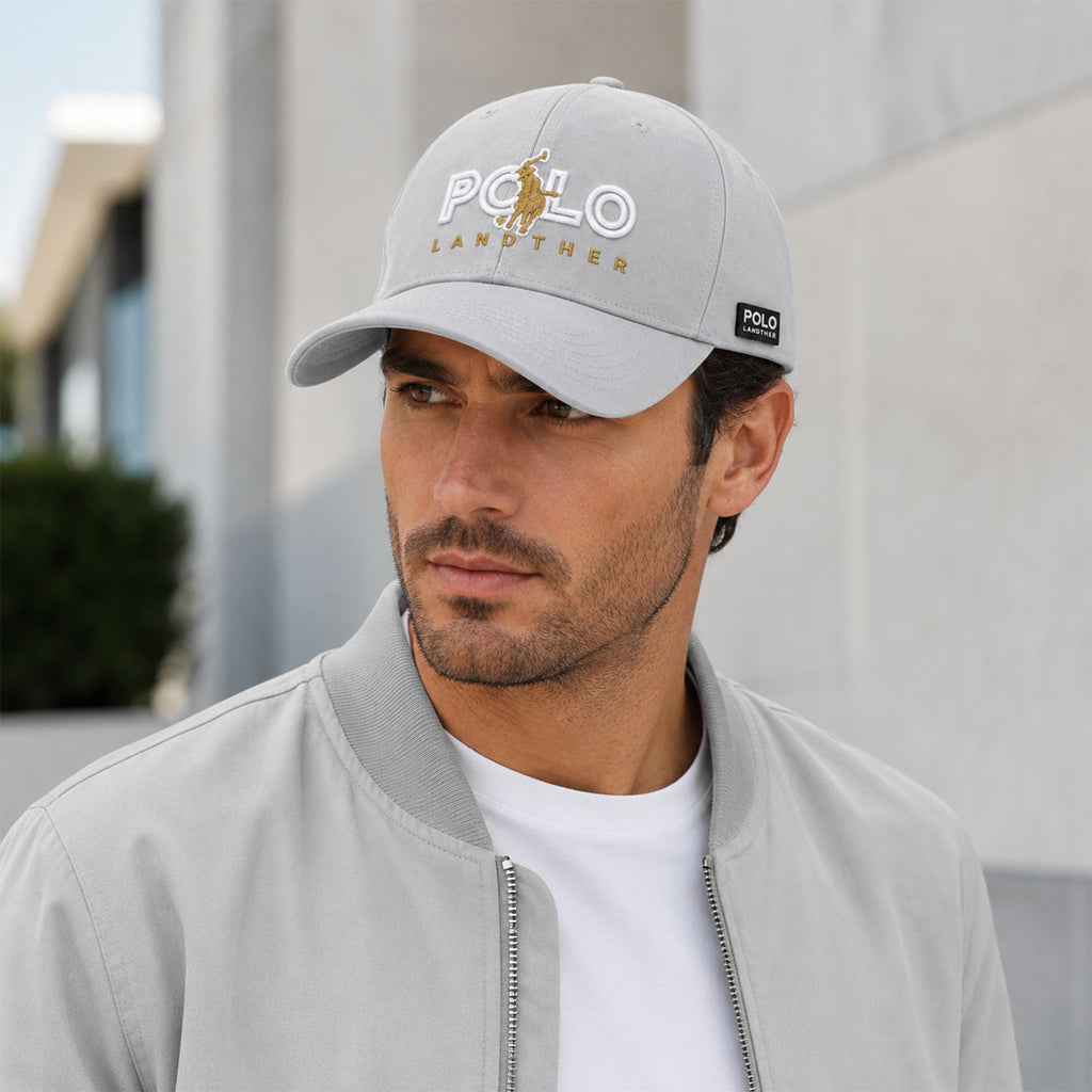 Gorra Polo Caballero Golden Stroke Bordada Beisbolera gris