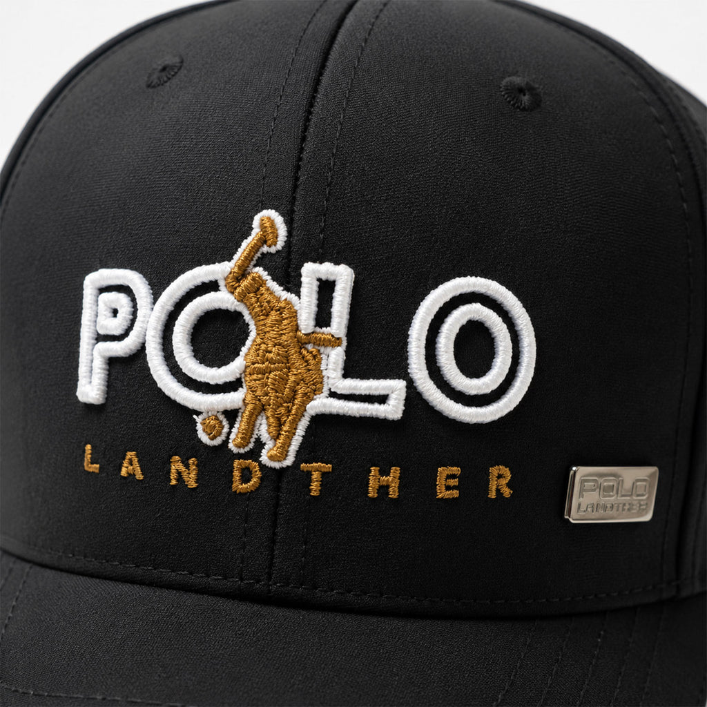 Gorra Polo Caballero Golden Stroke Bordada Beisbolera negro