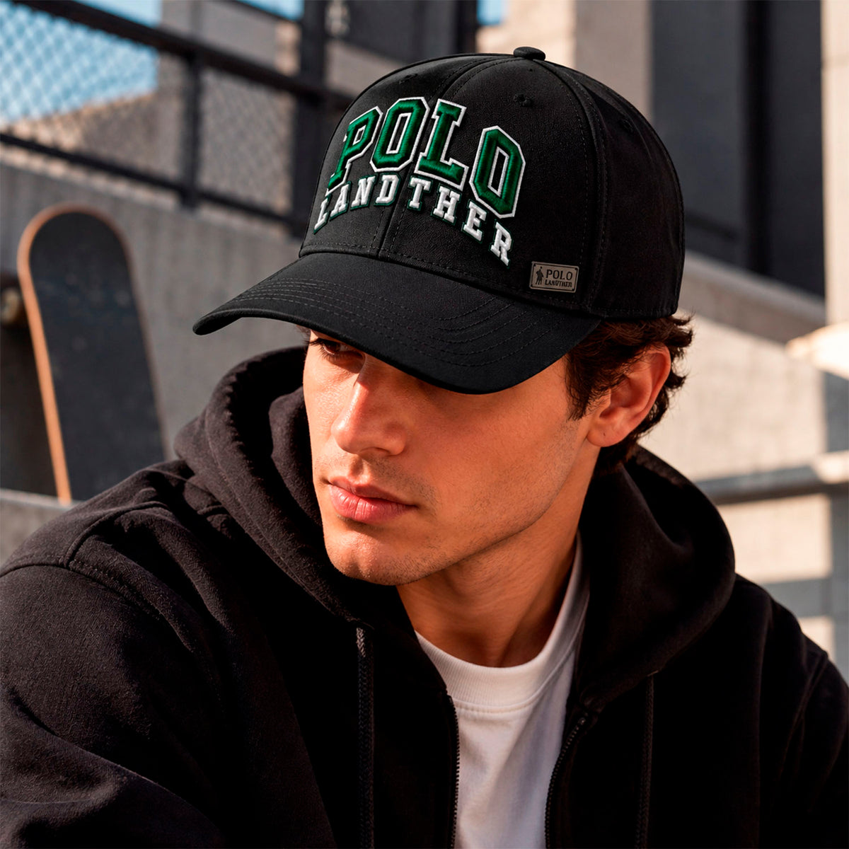Gorra Hombre Polo Landther College Negra Estilo Urbano