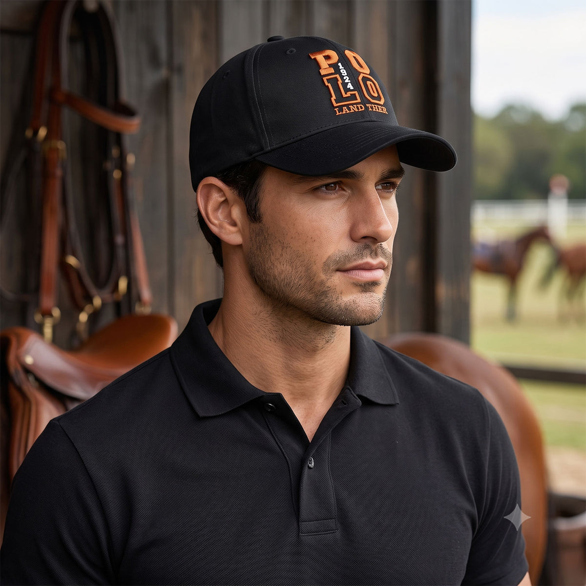 Gorra Polo Negra Caballero Orange College Edition Bordada negro