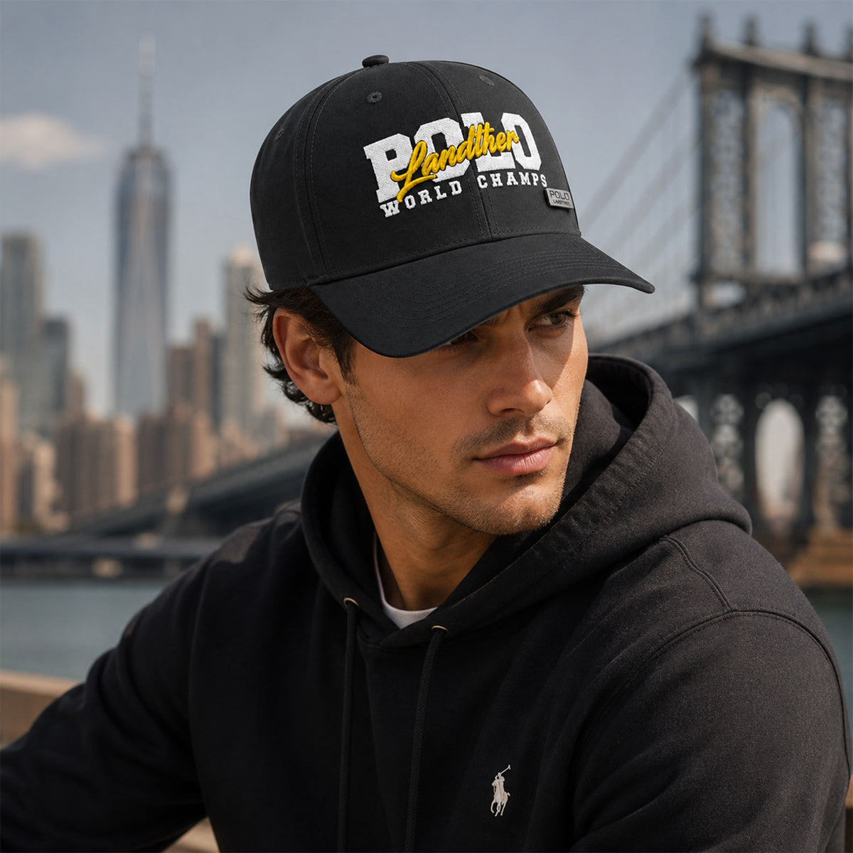 Gorra Polo Caballero Yellow Script Bordada Beisbolera gris