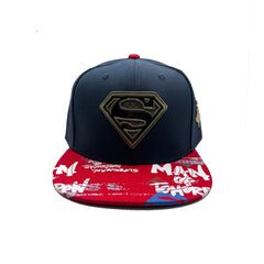 Gorra Superman Iron Placa Snapback Visera Plana Original marino
