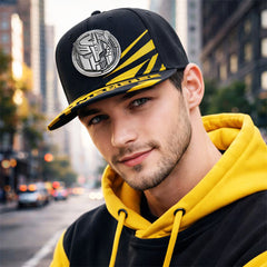 Gorra Transformers Bumblebee Placa Snapback Visera Plana negro