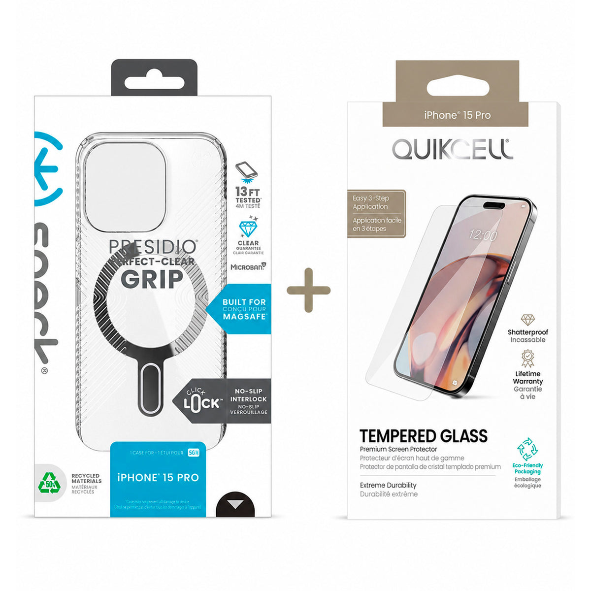 Funda kit Speck Perfect Clear Grip Compatible iPhone 15 Pro
