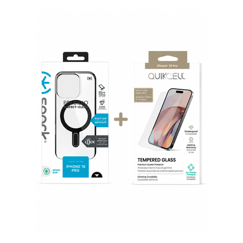 Funda Kit Speck Perfect Clear Compatible iPhone 16 Pro Micas