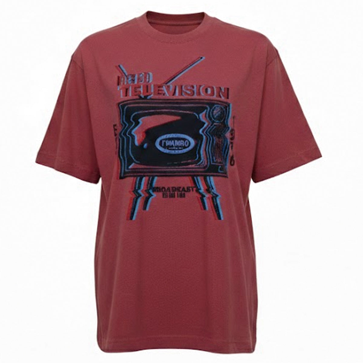 Playera Oversized Hombre Algodón 240g Retro Tv Glitch