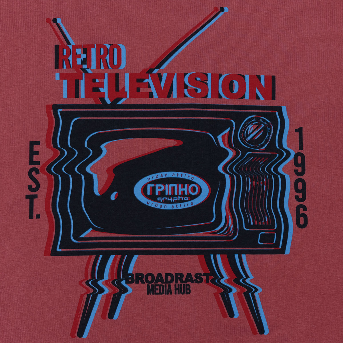 Playera Oversized Hombre Algodón 240g Retro Tv Glitch