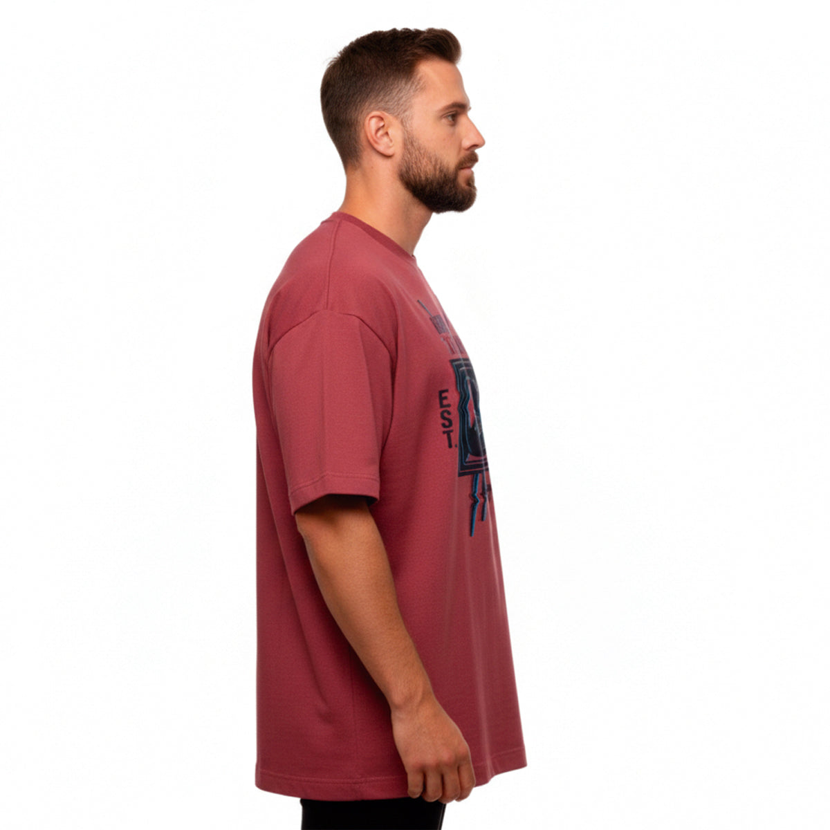 Playera Oversized Hombre Algodón 240g Retro Tv Glitch