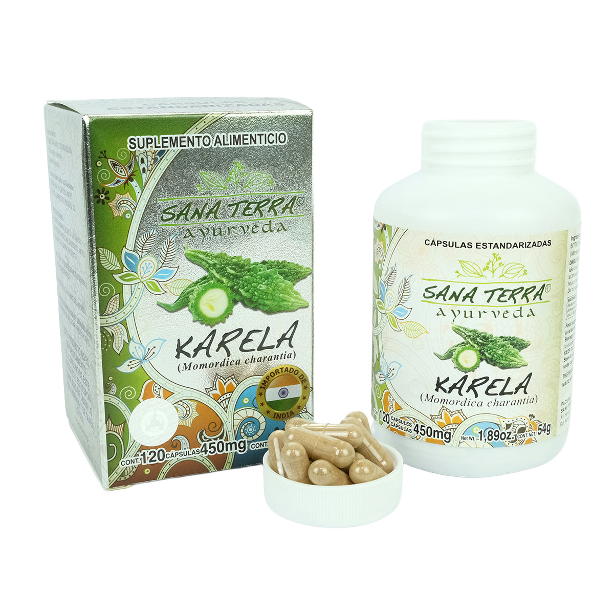Karela Orgánica Estandarizada 120 Cápsulas 450 mg Boticaté