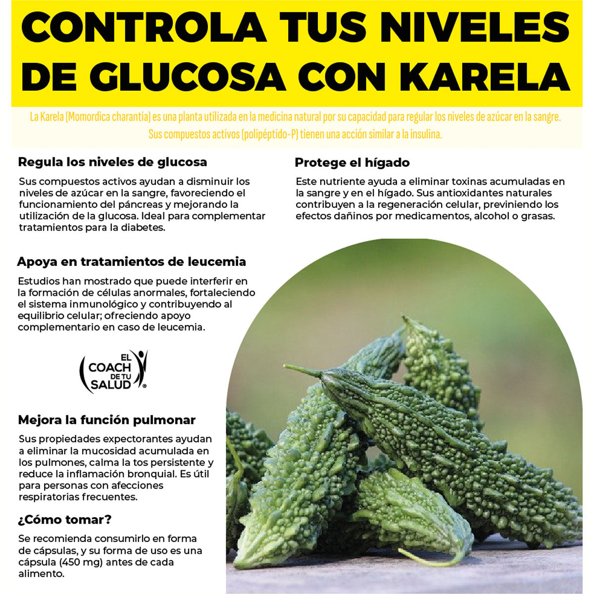Karela Orgánica Estandarizada 120 Cápsulas 450 mg Boticaté