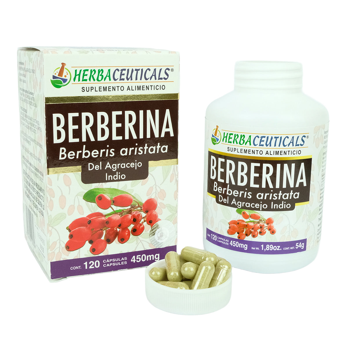 Berberina Orgánica Agracejo Indio 120 Cápsulas 450 mg