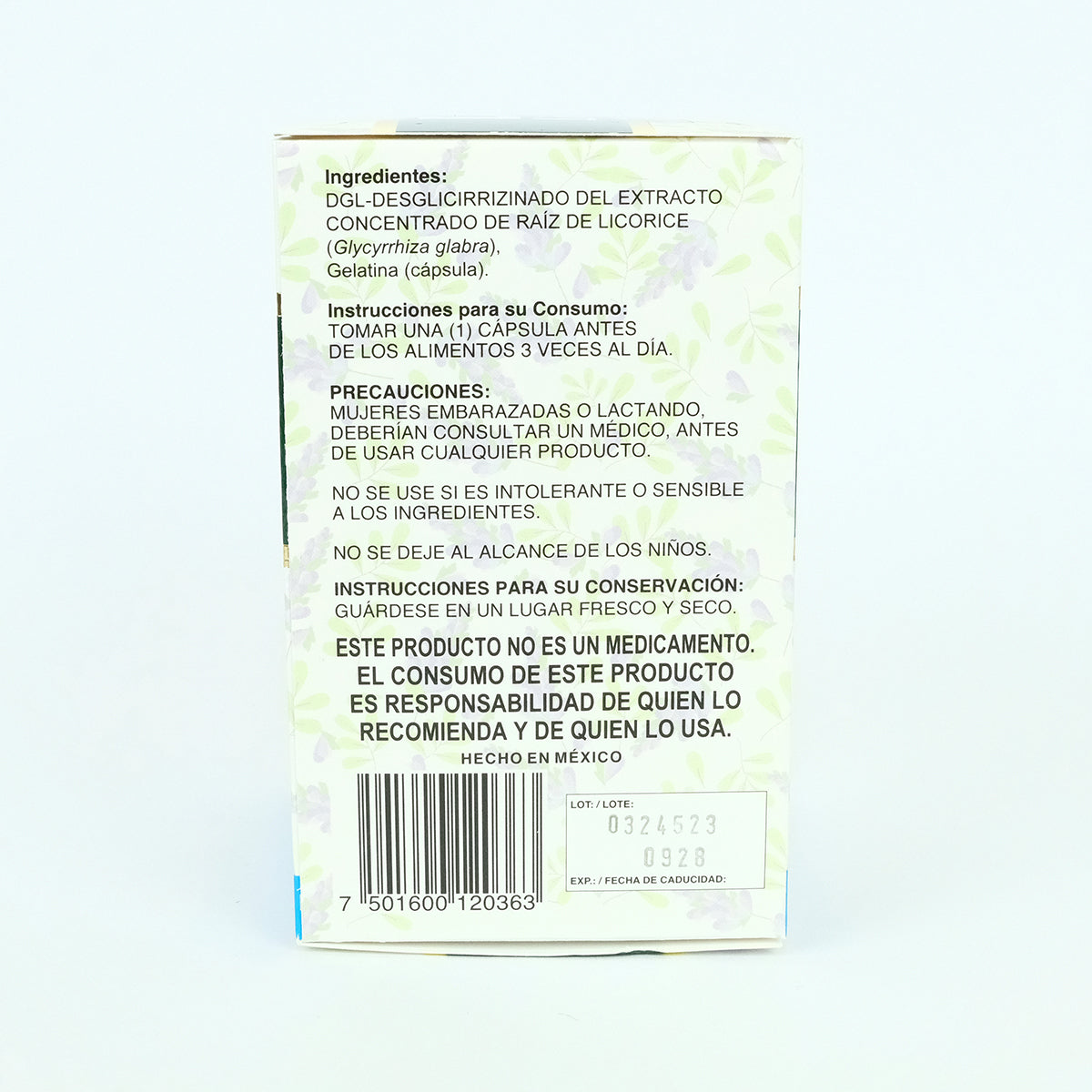 Boticaté DGL Licorice Regaliz Orgánico 120 Cápsulas 450 mg