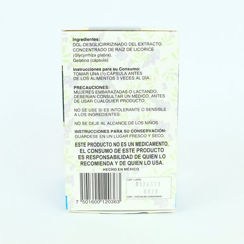 Boticaté DGL Licorice Regaliz Orgánico 120 Cápsulas 450 mg