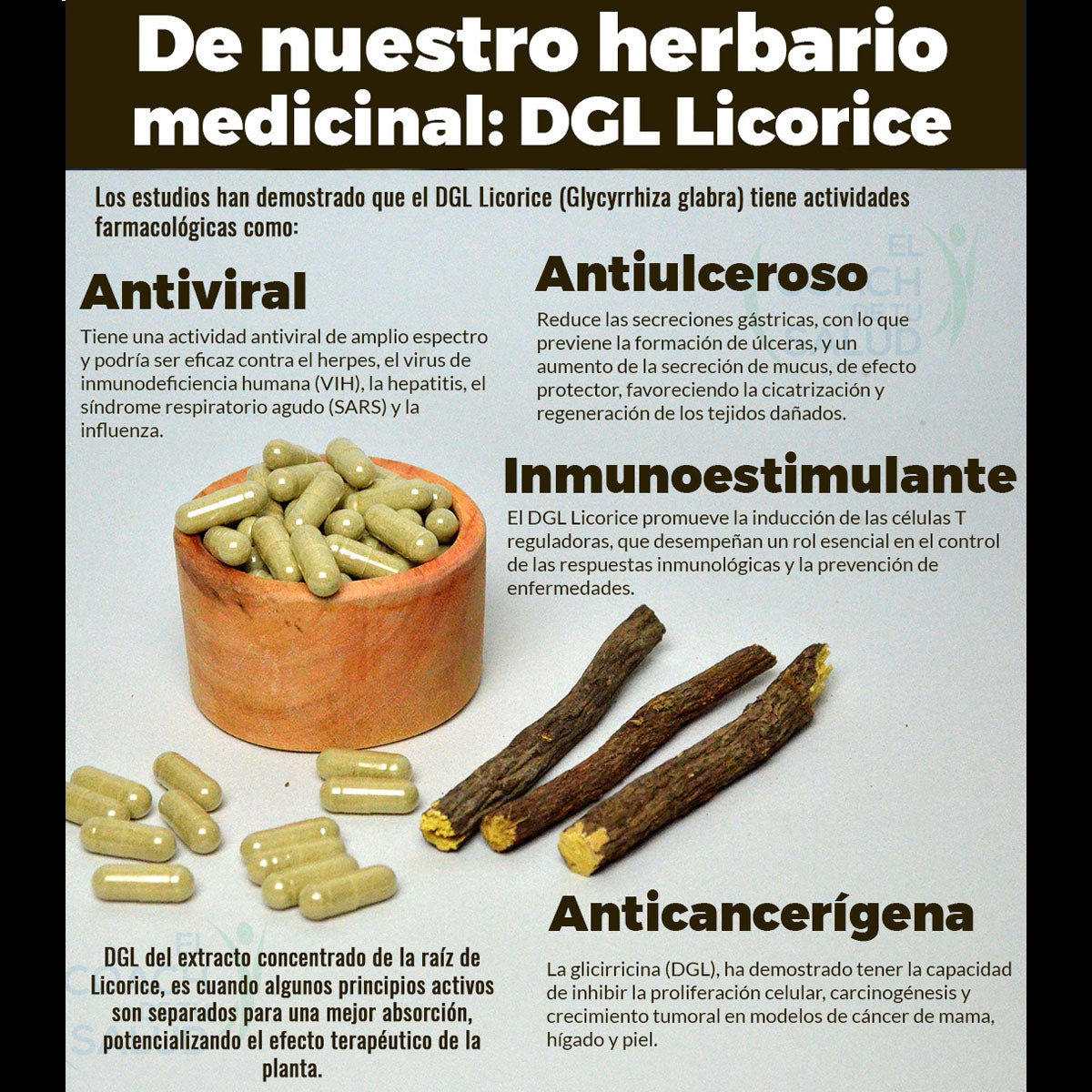 Boticaté DGL Licorice Regaliz Orgánico 120 Cápsulas 450 mg
