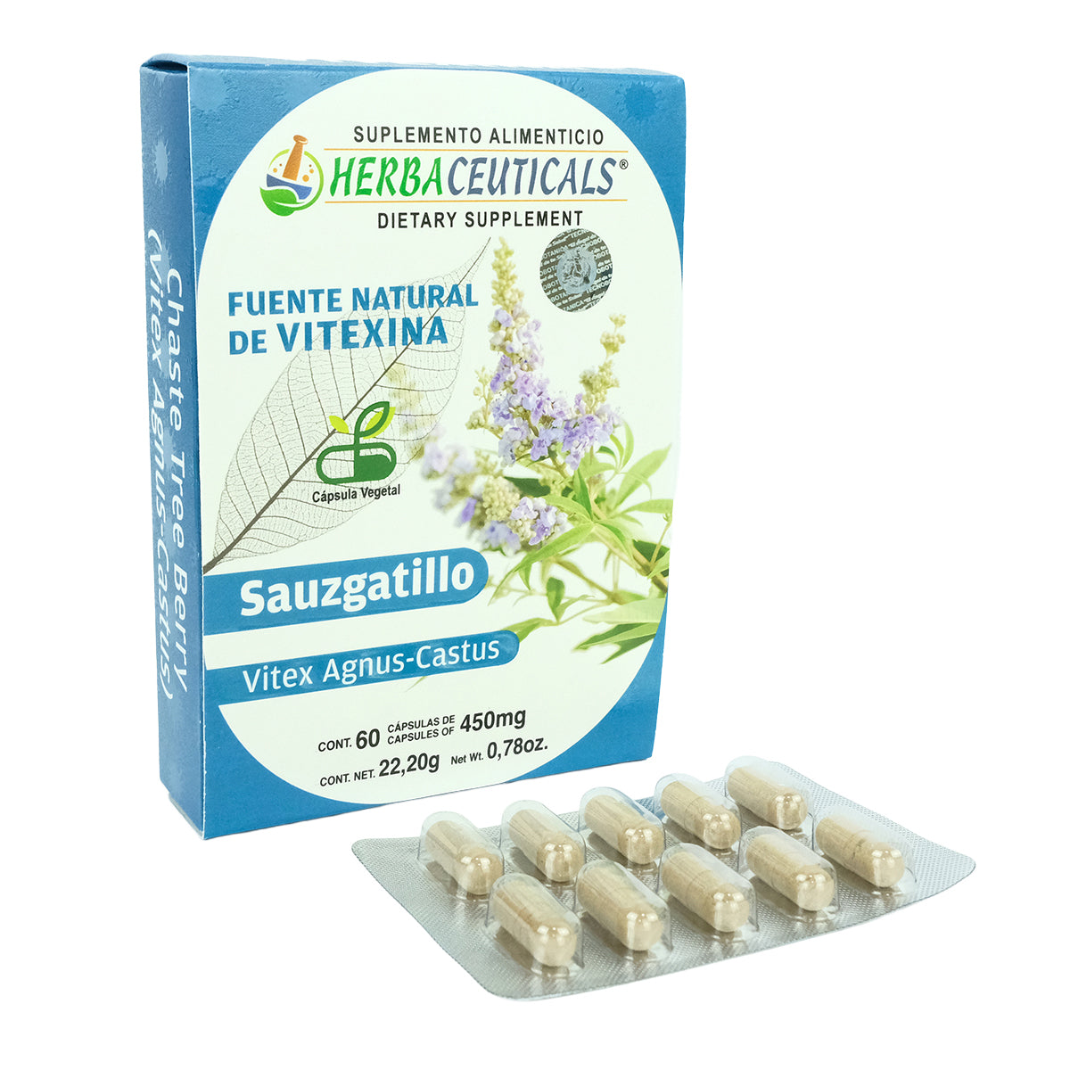 Boticaté Sauzgatillo orgánico 60 cápsulas 450 mg Vitexina