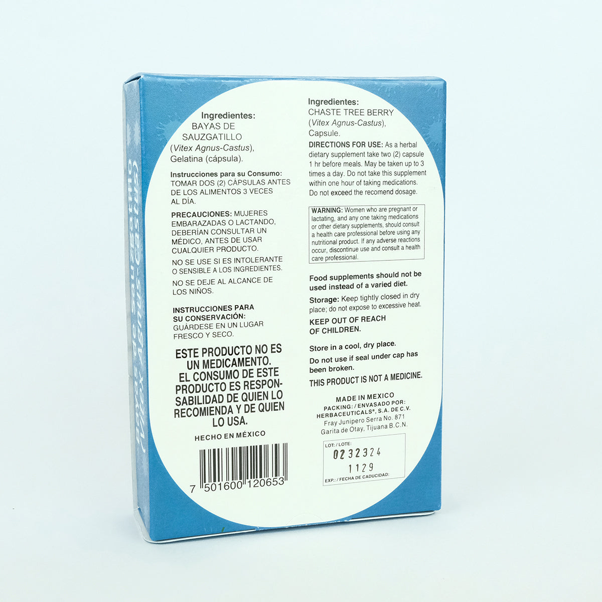 Boticaté Sauzgatillo orgánico 60 cápsulas 450 mg Vitexina