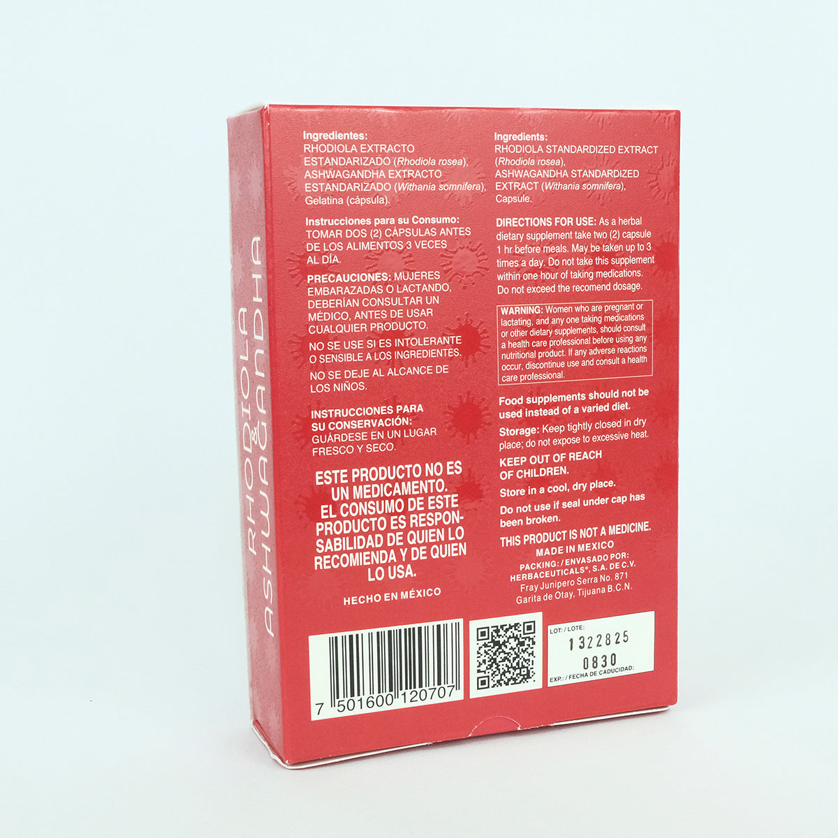 Rhodiola y Ashwagandha Boticaté 60 capsulas 450 mg de