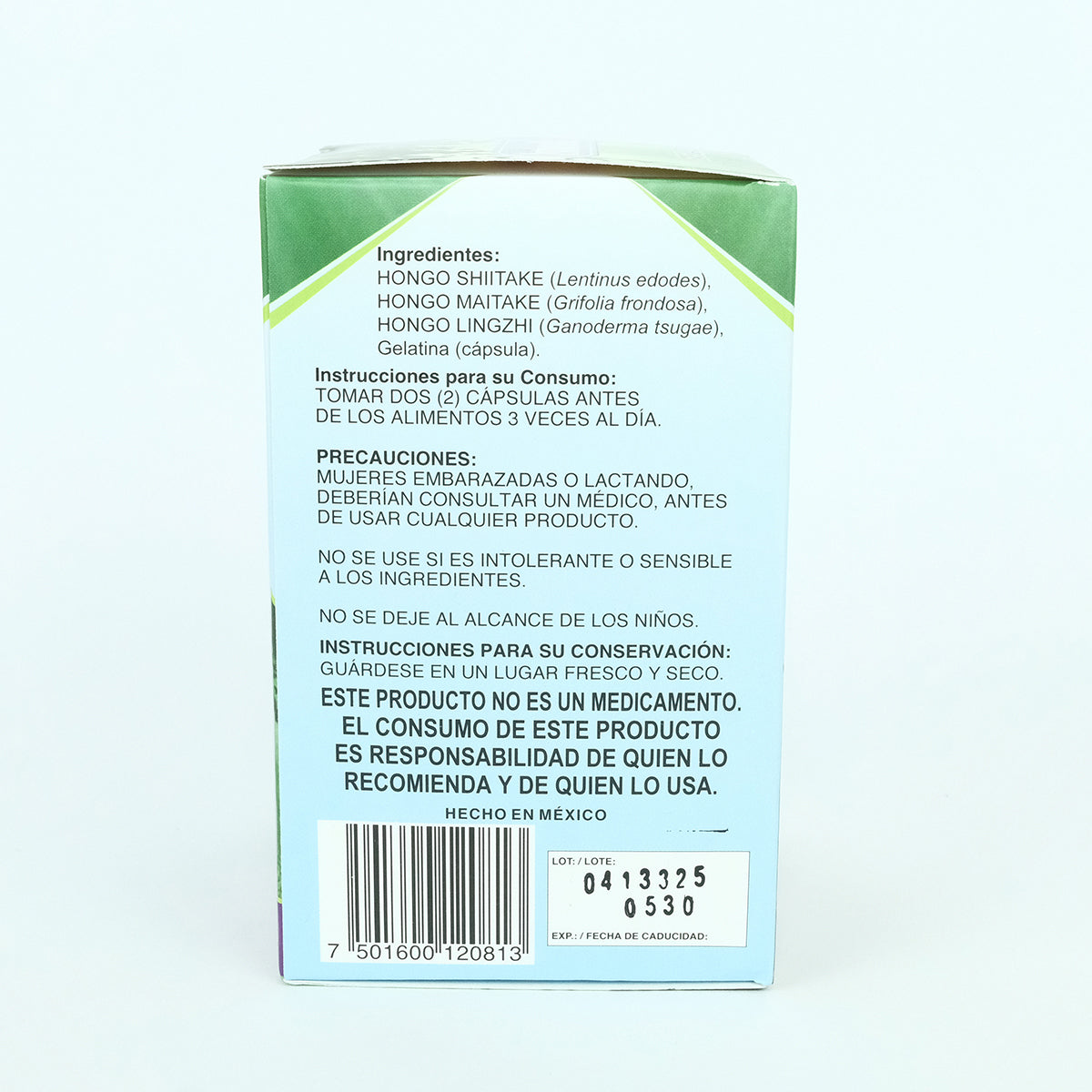 Boticaté Shiitake Maitake y Lingzhi 120 Cáps 450 mg adaptógeno natural