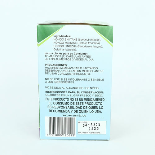 Boticaté Shiitake Maitake y Lingzhi 120 Cáps 450 mg adaptógeno natural