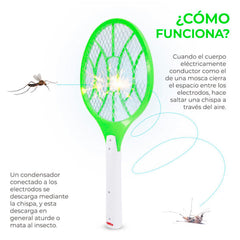 Raqueta Mata Mosquitos LED Recargable Eléctrica