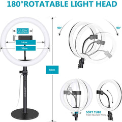 Aro Luz Led Elegate 8 Pulgadas Para Smartphone - Negro Blanco cálido/Blanco frío