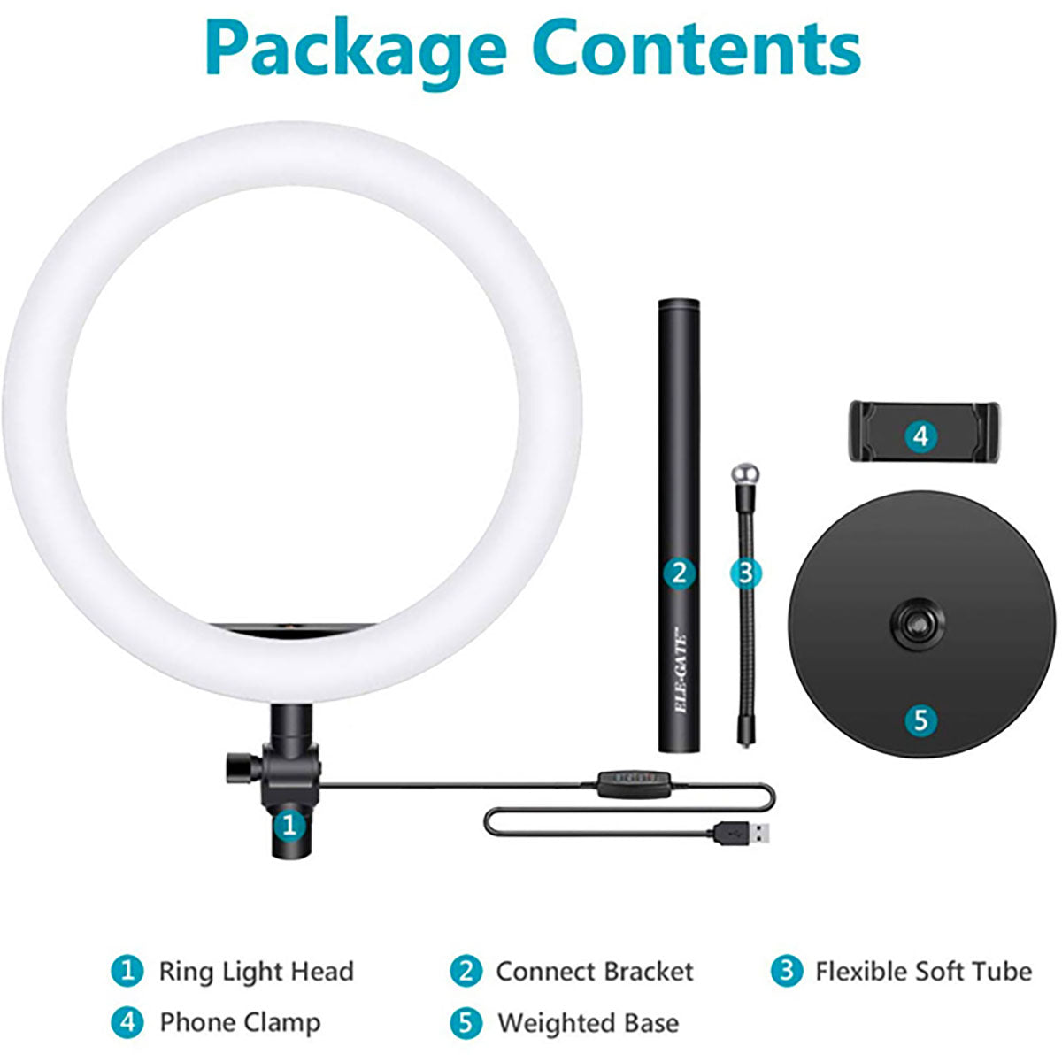 Aro Luz Led Elegate De 10 Pulgadas Con Soporte Para Mesa - Negro Blanco cálido/Blanco frío